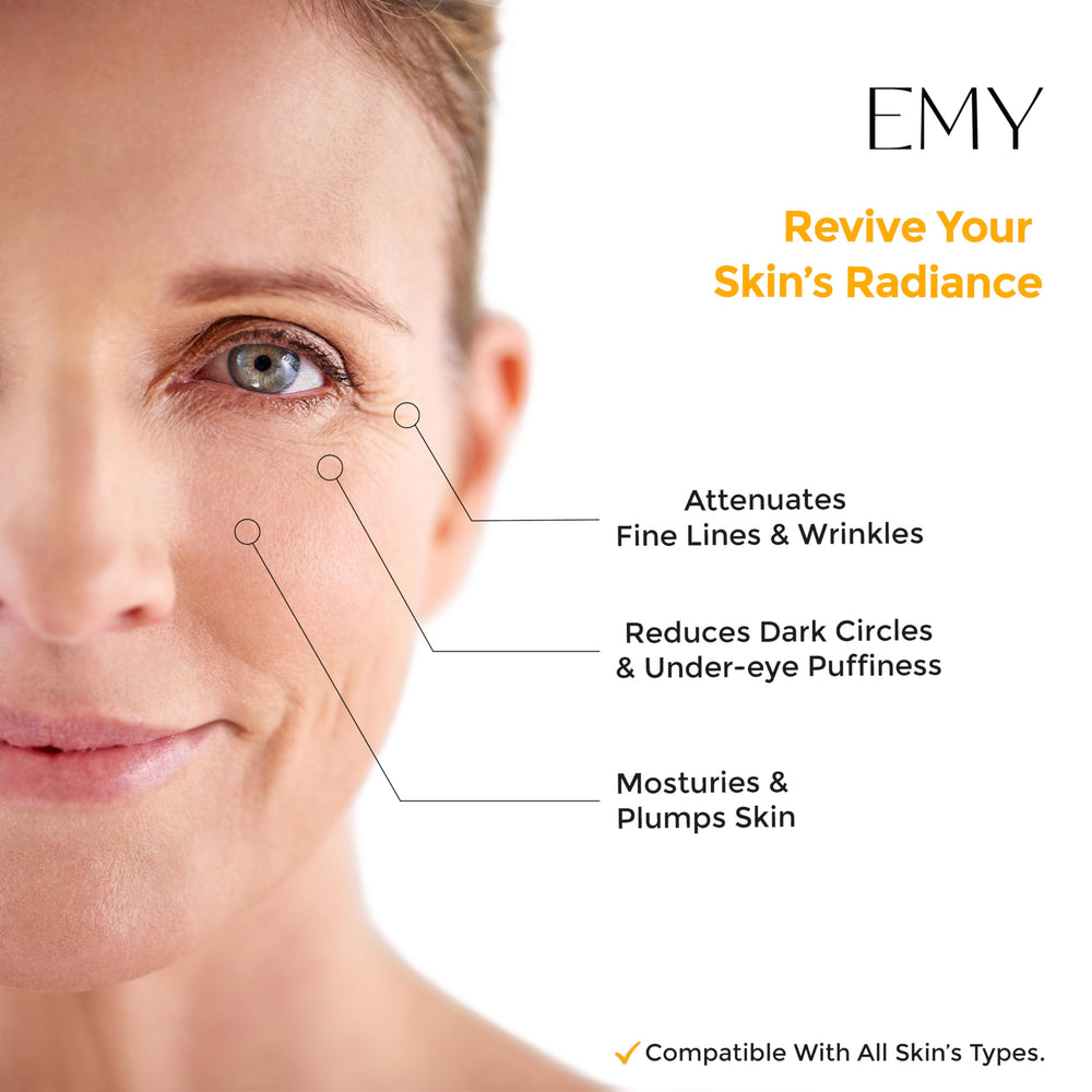 Application sous les yeux EMY hydrate et lisse les ridules.