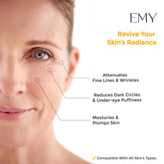 Application sous les yeux EMY hydrate et lisse les ridules.