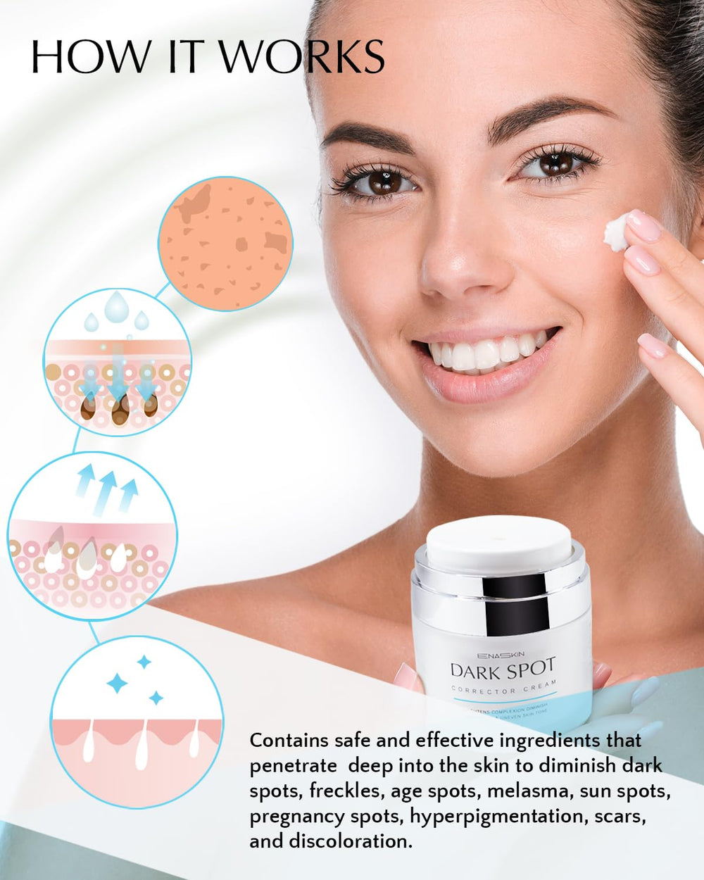 EnaSkin application-taches-visage: massage ciblé sur les taches du visage.