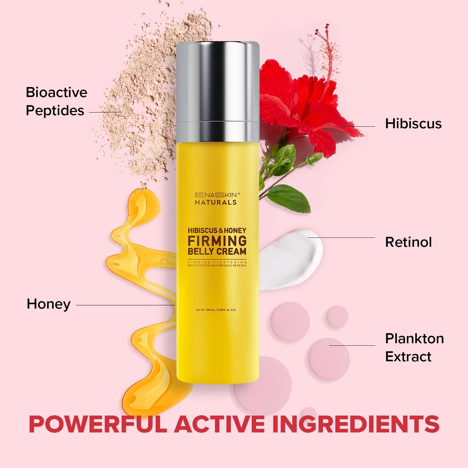 Enaskin Naturals Hibiscus et Miel – application ventre, absorption rapide