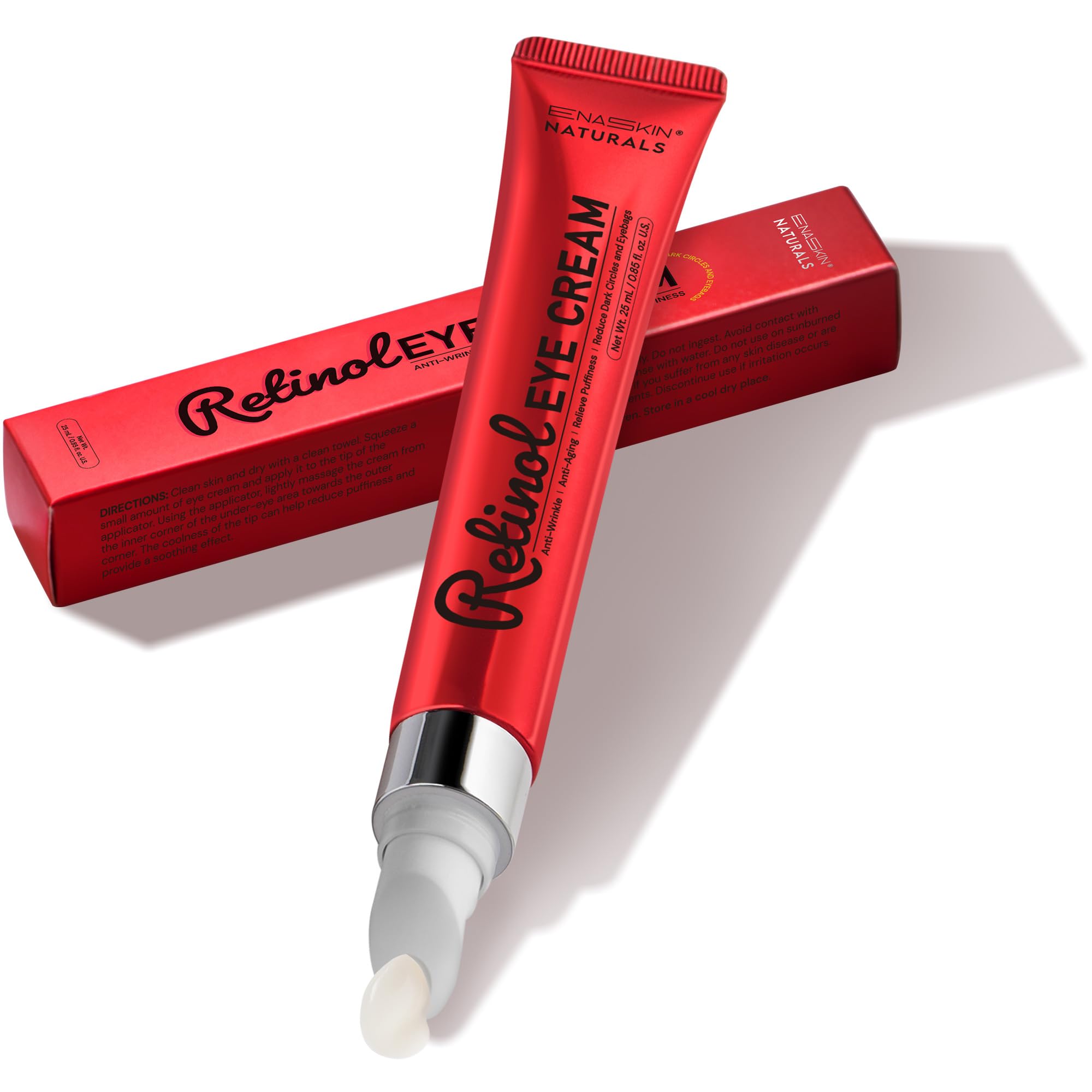 Crème Yeux Retinol Enaskin Naturals avec embout applicateur pour une application précise.