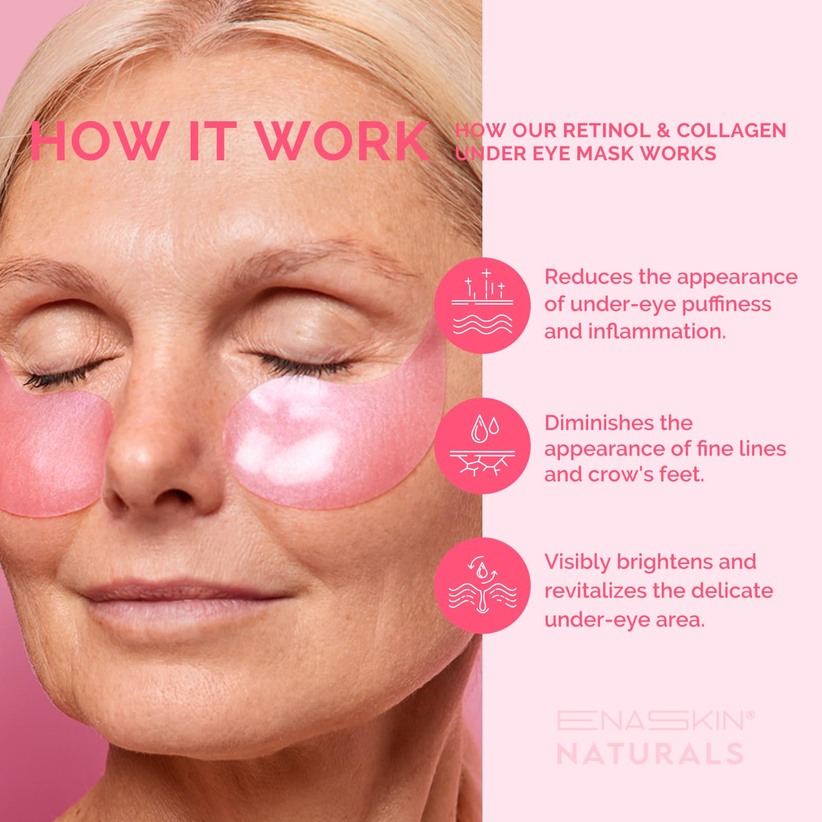 Boîte Enaskin Naturals voyage avec patchs yeux rafraîchissants.