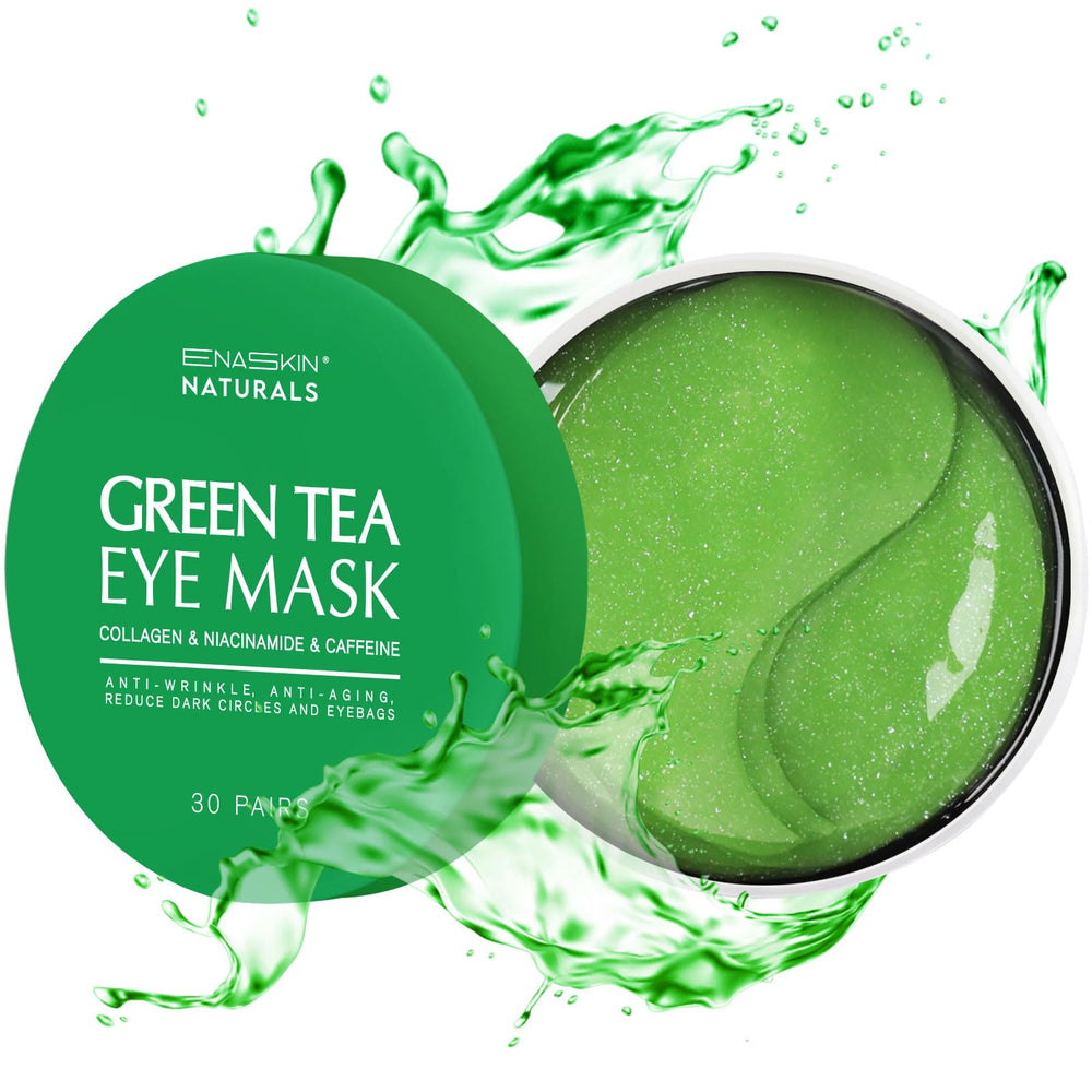 Patchs yeux Enaskin Naturals au thé vert, adhérence douce et hydratation ciblée.