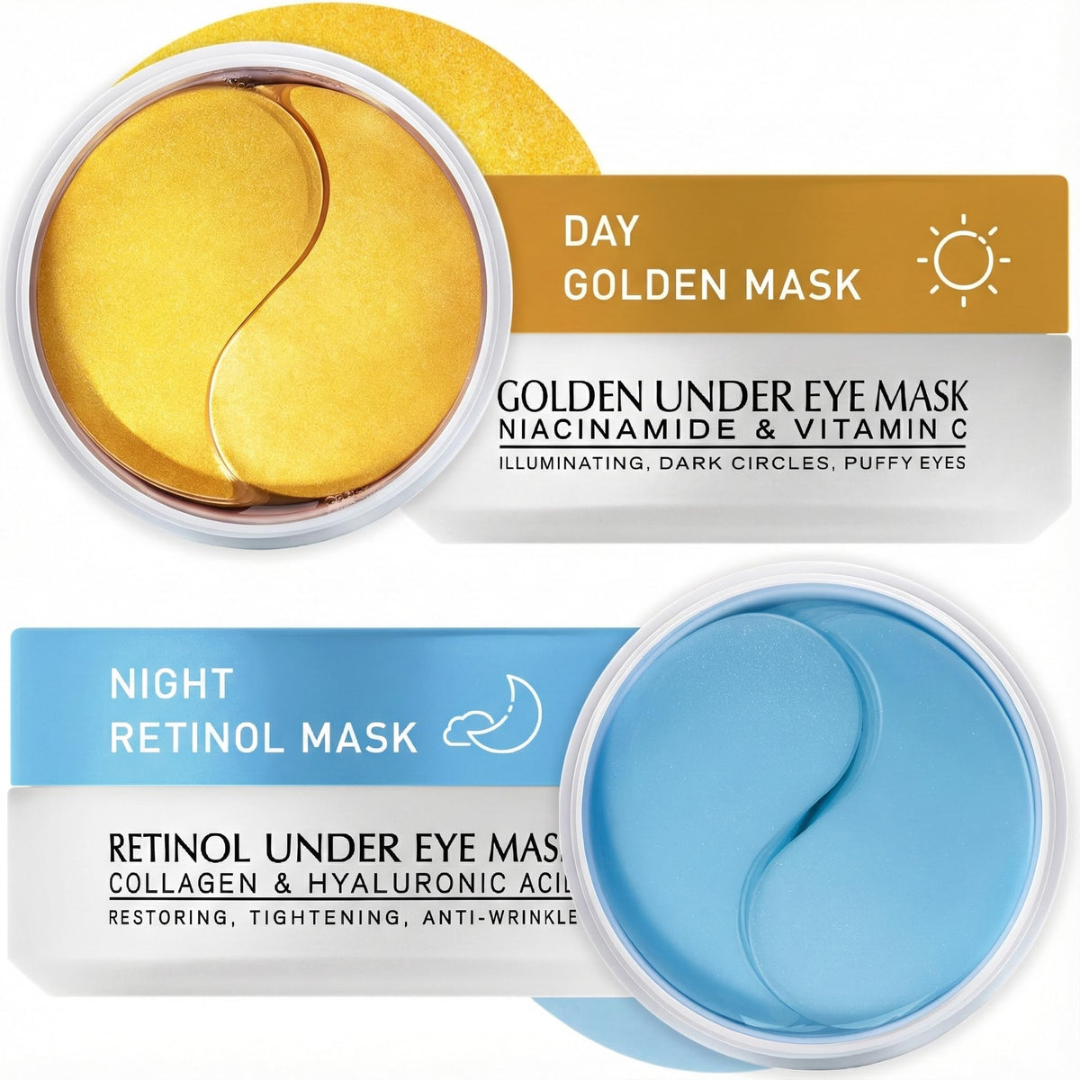 Enaskin Naturals Sous-yeux: masque hydrogel Or 24K pour hydrater et revitaliser le regard.