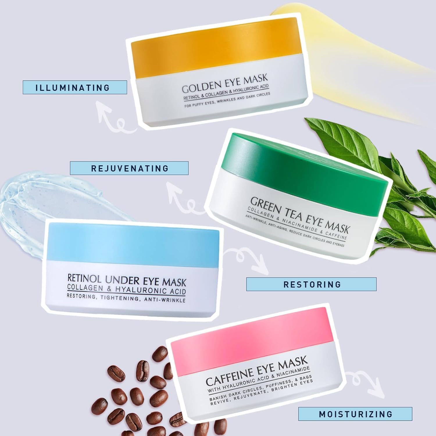 Paquets 120 pièces Enaskin Naturals sous-yeux pour une routine polyvalente.
