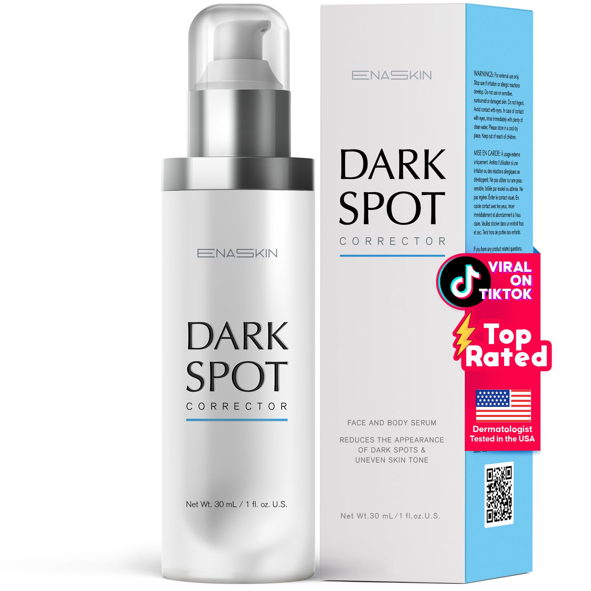 EnaSkin sérum taches visage : réduction potentielle des taches et éclat du teint.