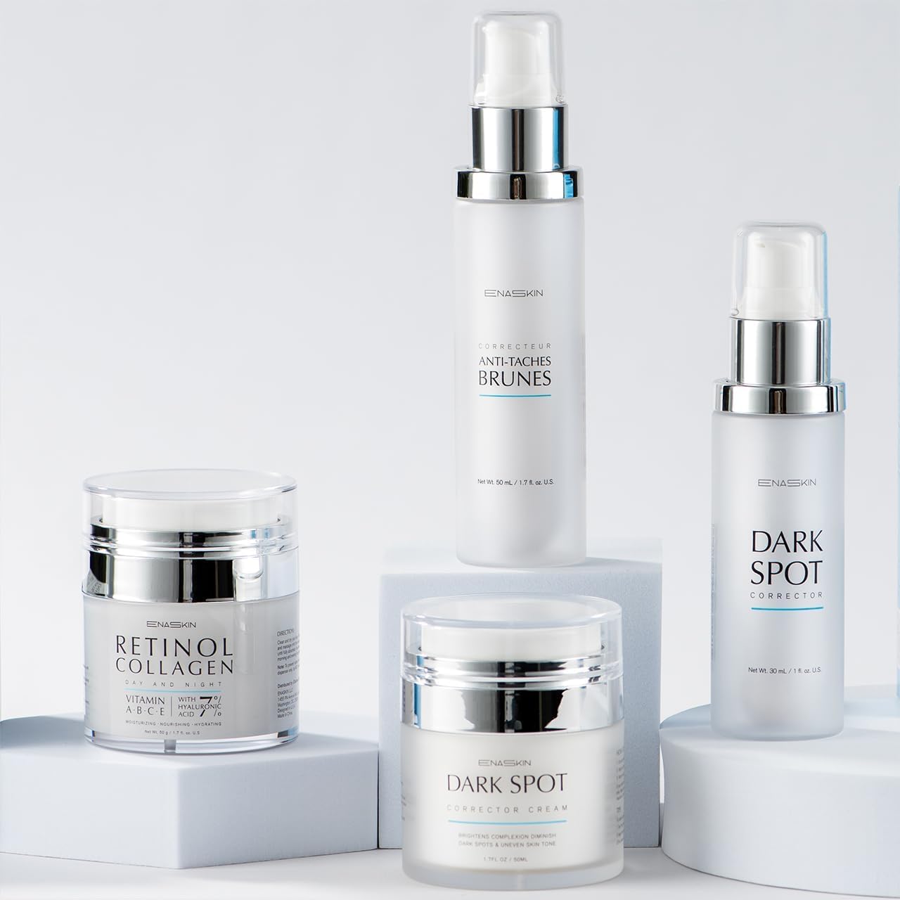Rituel quotidien EnaSkin pour une routine anti-taches.