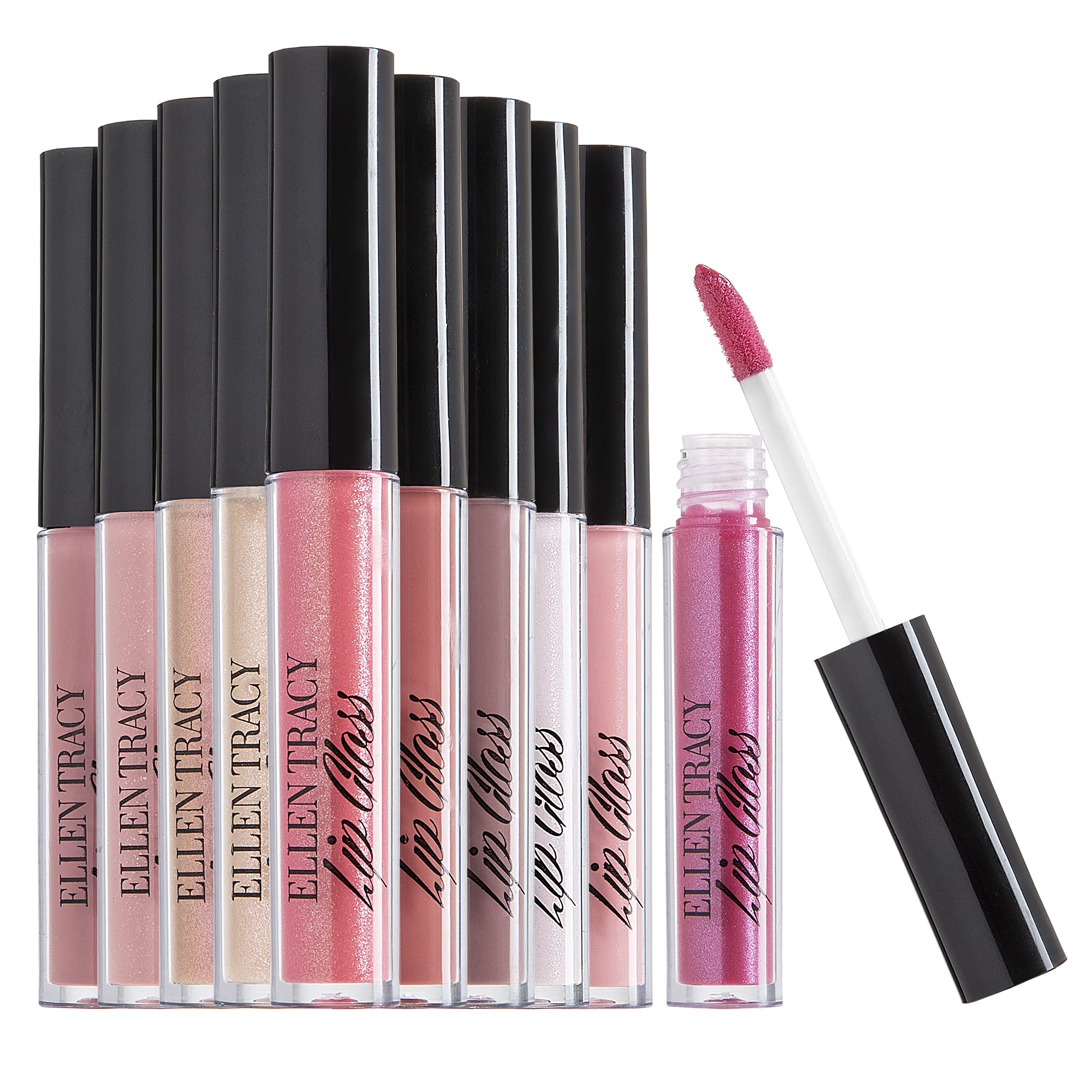 Look lèvres brillantes grâce au gloss Enchante Ellen Tracy en soirée.