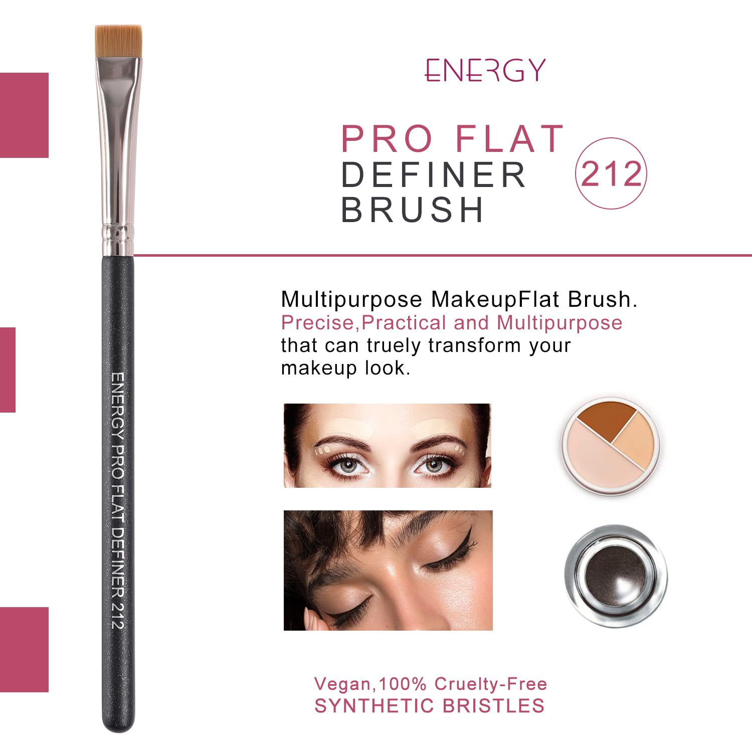 Brosse ENERGY correcteur plat pour sourcils, finition nette et régulière.