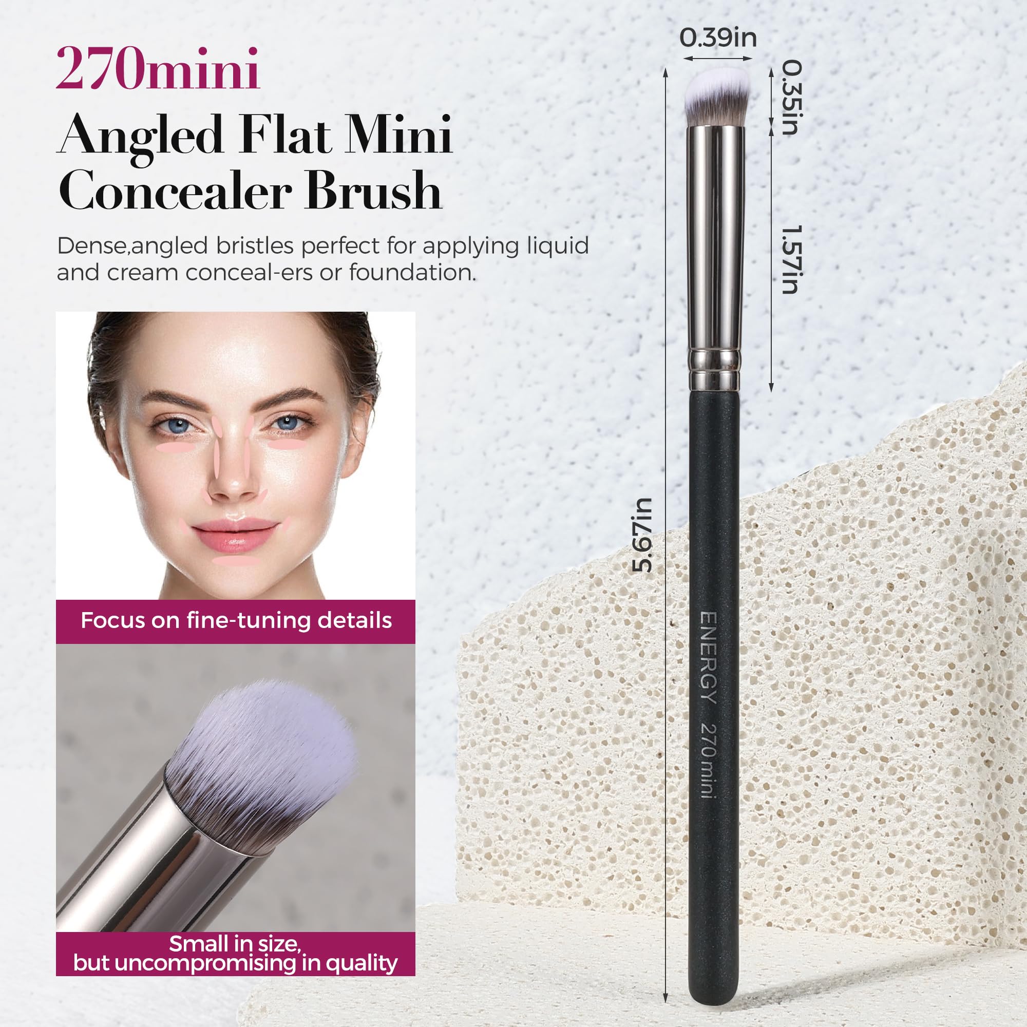 ENERGY Concealer Under-Eye Powder Brush 270 for setting and brightening.