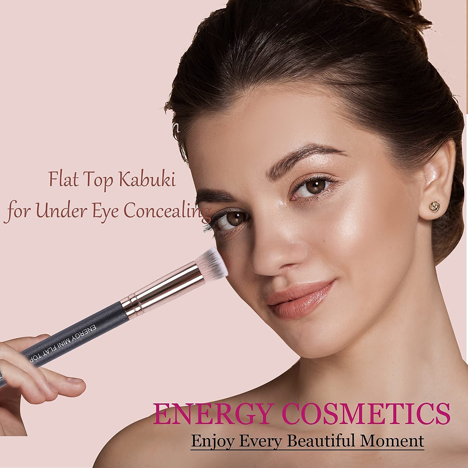 Pinceau ENERGY Kabuki ensemble polyvalent pour maquillage liquide, crème et poudre.