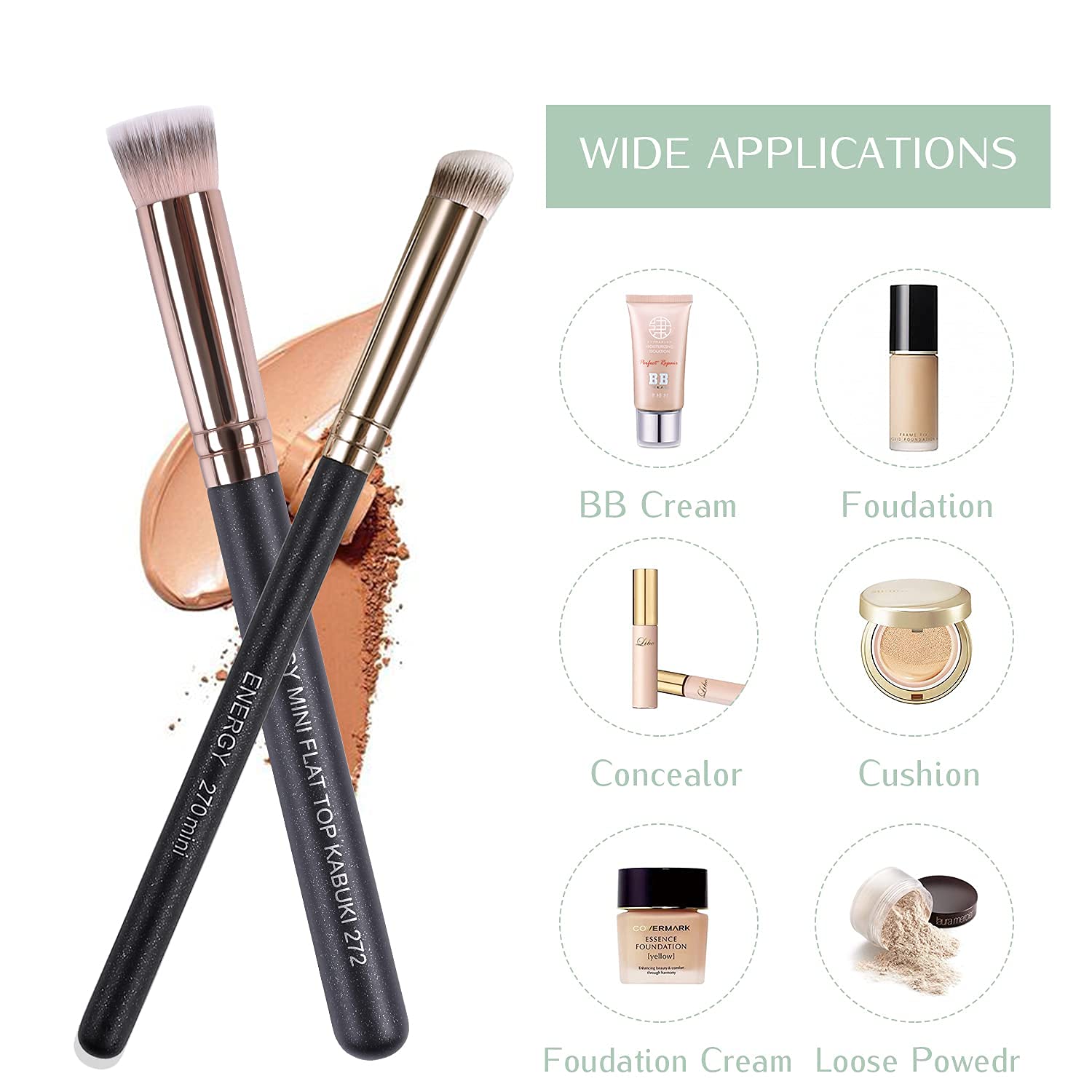 Pinceau ENERGY Kabuki contour du nez avec précision.