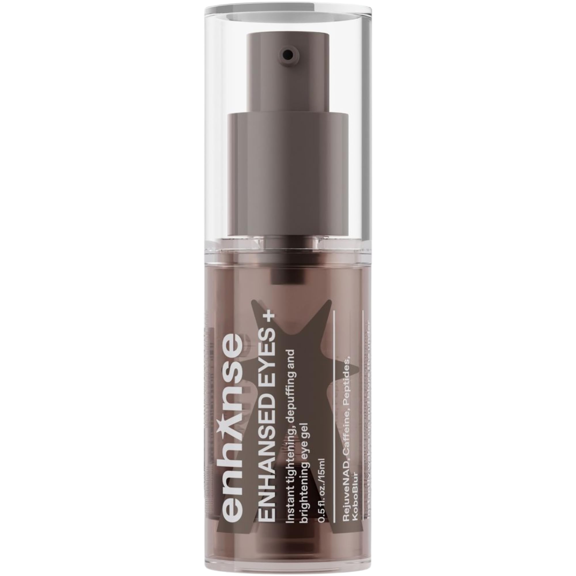 GEL YEUX ENHANSE en bouteille 0,5 oz prête pour le voyage.