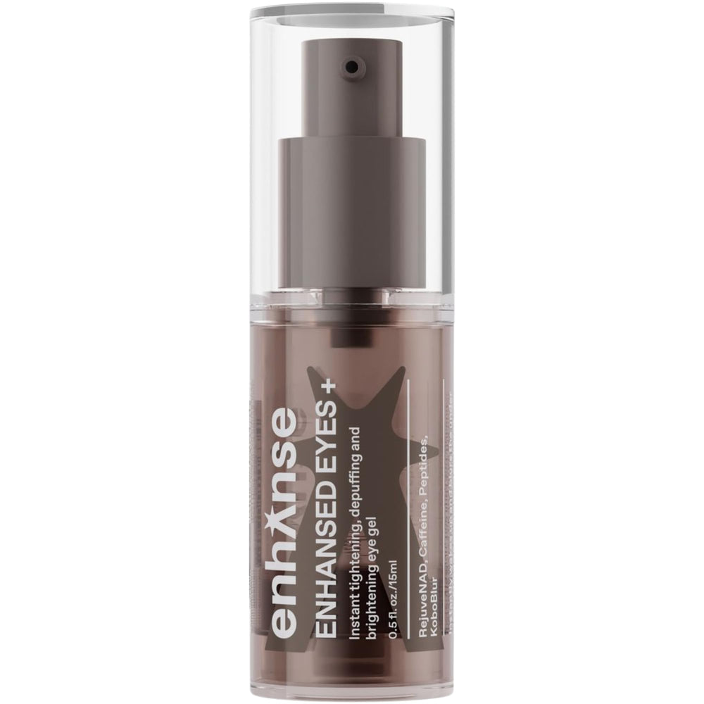 GEL YEUX ENHANSE en bouteille 0,5 oz prête pour le voyage.