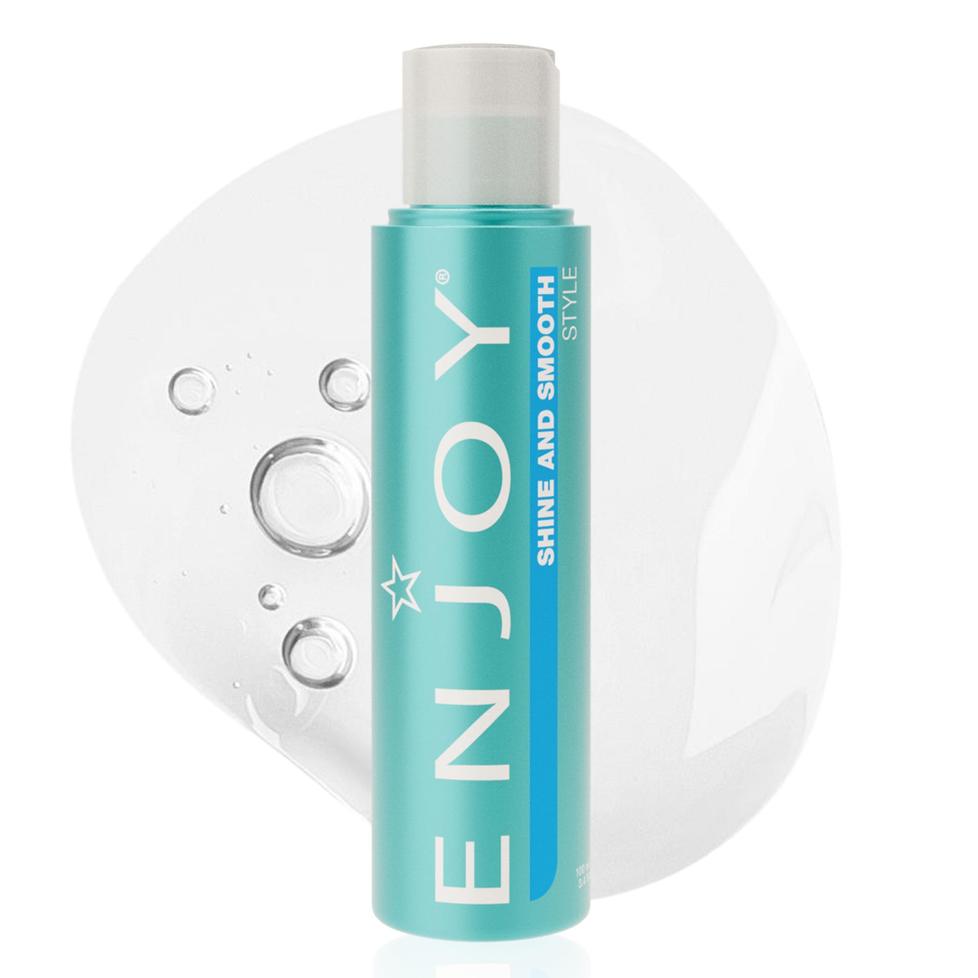 Enjoy brillance et douceur sur la bouteille, pour des cheveux soyeux.