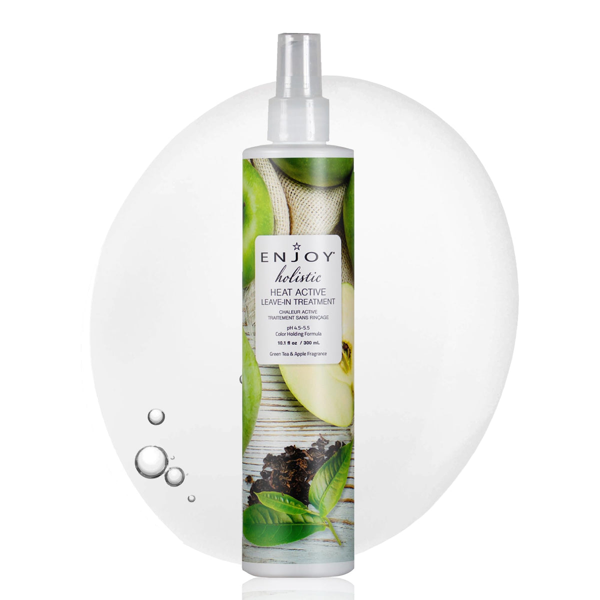 Enjoy Traitement Sans Rinçage Actif: bouteille thermoprotection—protège les cheveux lors du coiffage à chaud.