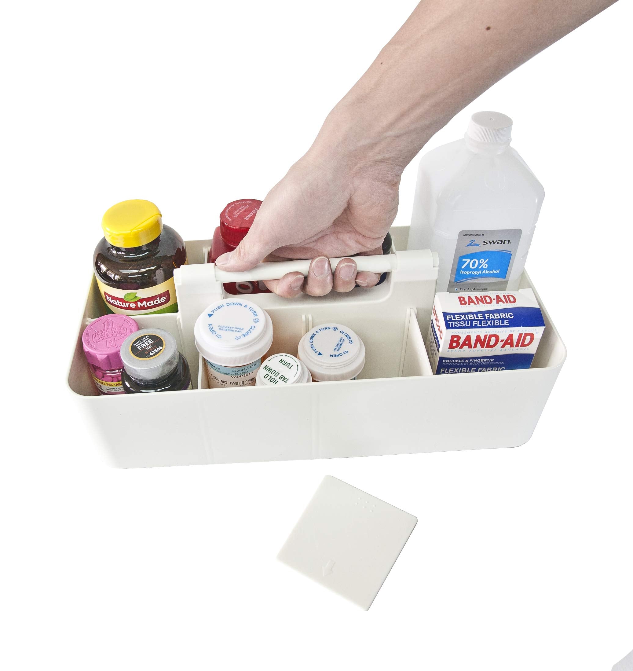 Enjoy Organizer bac portable grand ivoire, capacité adaptée à multiples produits cosmétiques.