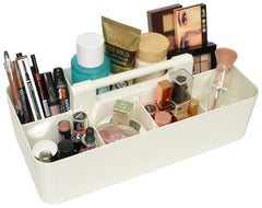 Enjoy Organizer pochette maquillage portable ivoire, idéale pour transporter pinceaux et palettes.