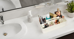 Enjoy Organizer rangement maquillage avec 7 compartiments ivoire, visibilité rapide des produits.