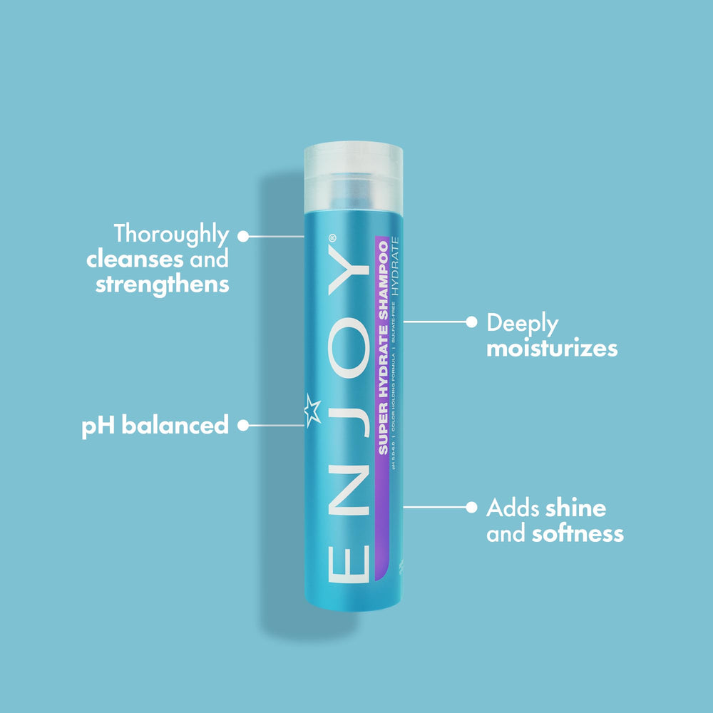 Shampooing ENJOY Super Hydrate, mousse onctueuse, contrôle des frisottis.