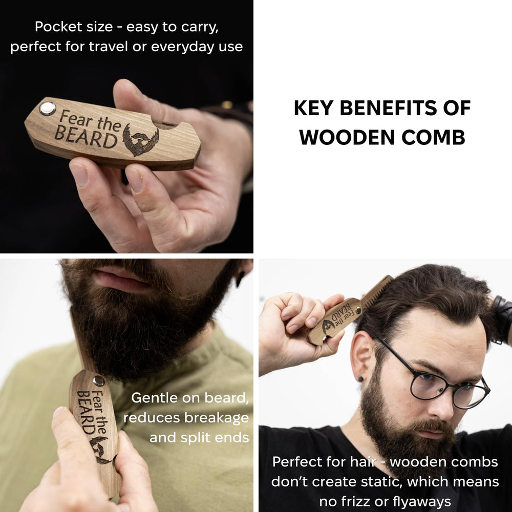 Enjoy The Wood peigne barbe moustache polyvalent en bois de noyer
