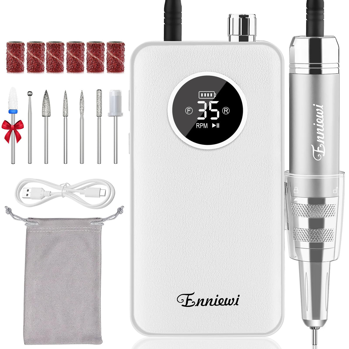 Enniewi Nail Drill : moteur puissant à 35000 rpm pour une manucure précise.