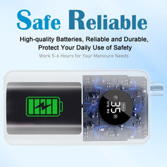 Enniewi Nail Drill : batterie 2000mAh et recharge Type-C pour longues sessions.