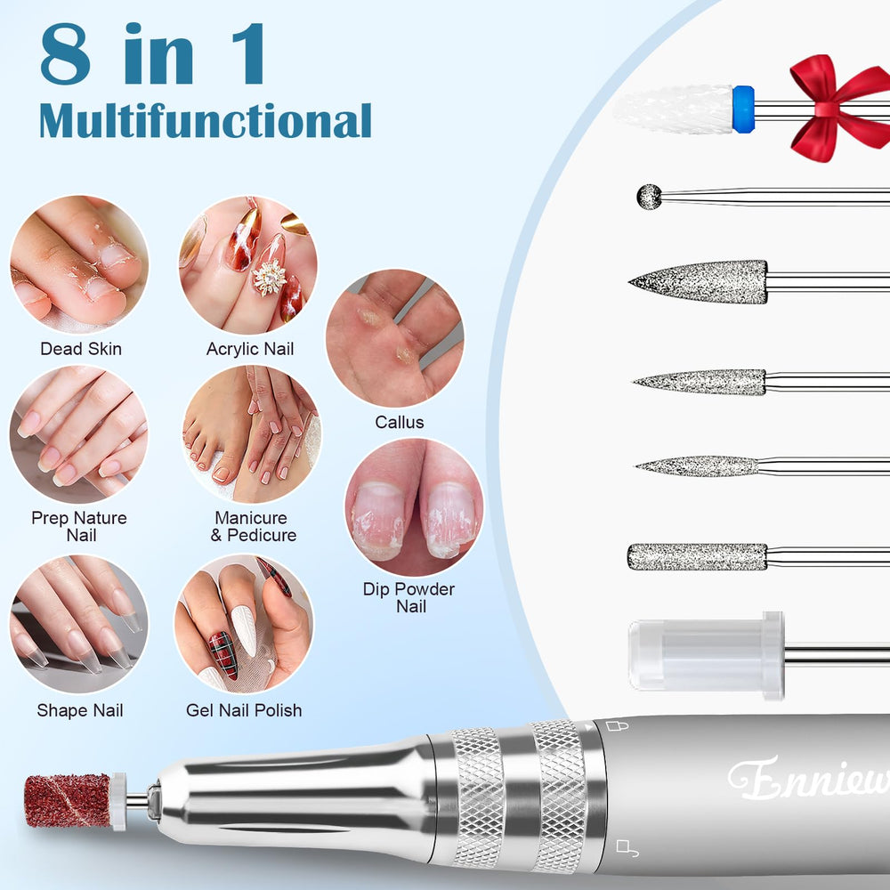 Enniewi Nail Kit : 6 mèches métal et 1 mèche céramique inclus.