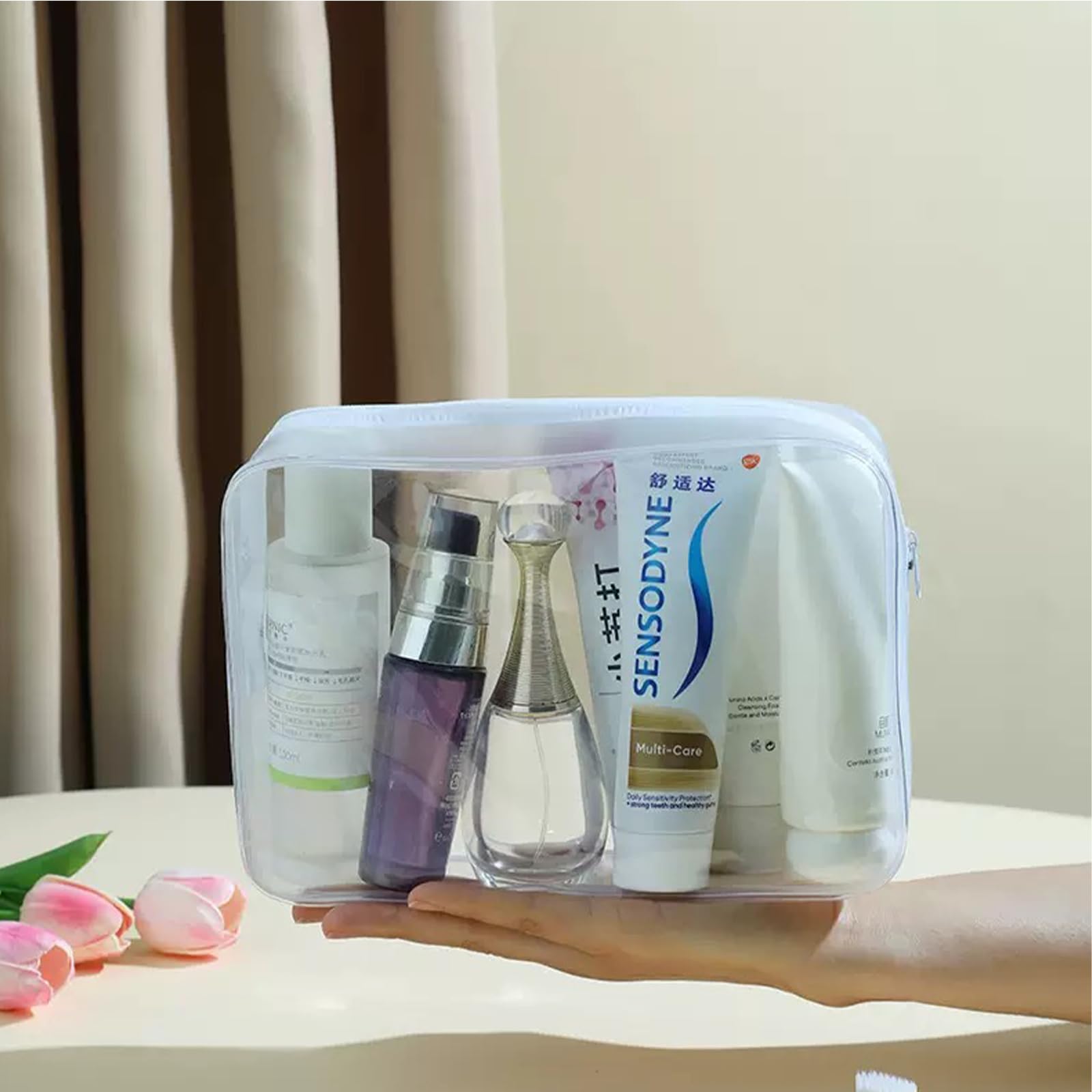 Enorteen organisateur-trousse soins zippé, rangement structuré pour week-ends et voyages