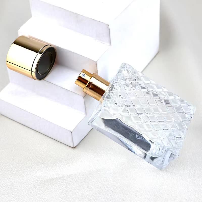Enslz bouteille aromathérapie en verre clair 100 ml, capuchon doré, idéal pour aromathérapie.