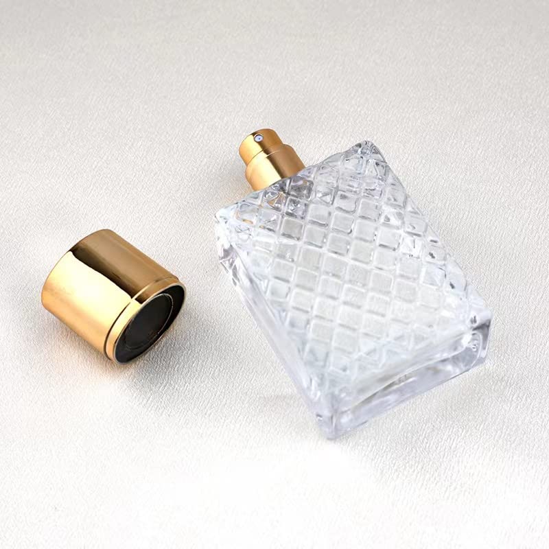Enslz flacon essences en verre 100 ml, capuchon doré, format pratique.