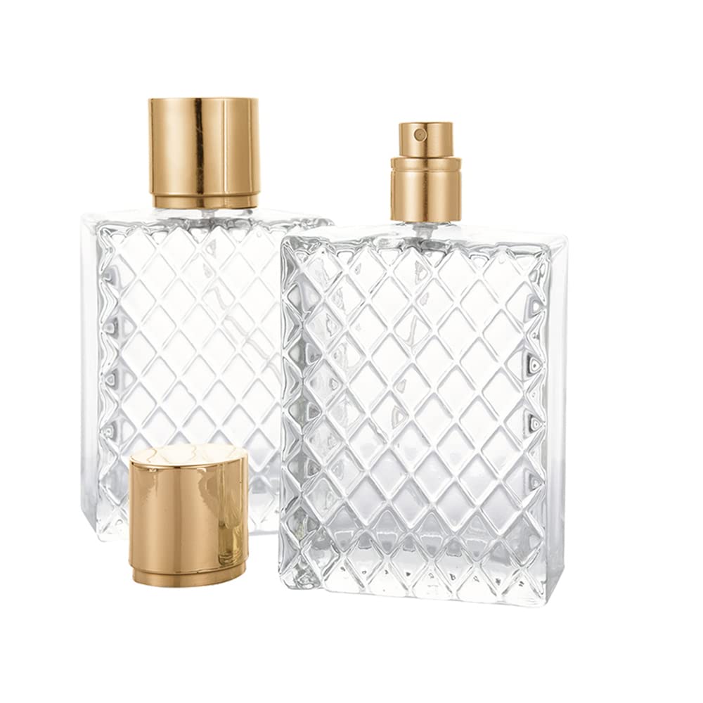 Enslz flacon parfum en verre clair, design carré, usage quotidien et déplacements.