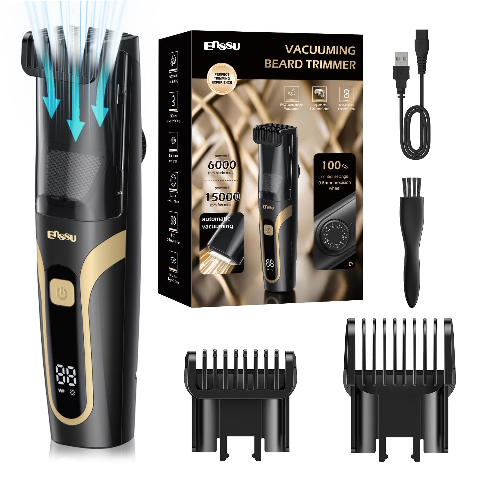 ENSSU Tondeuse Barbe avec aspiration integree pour capturer les poils