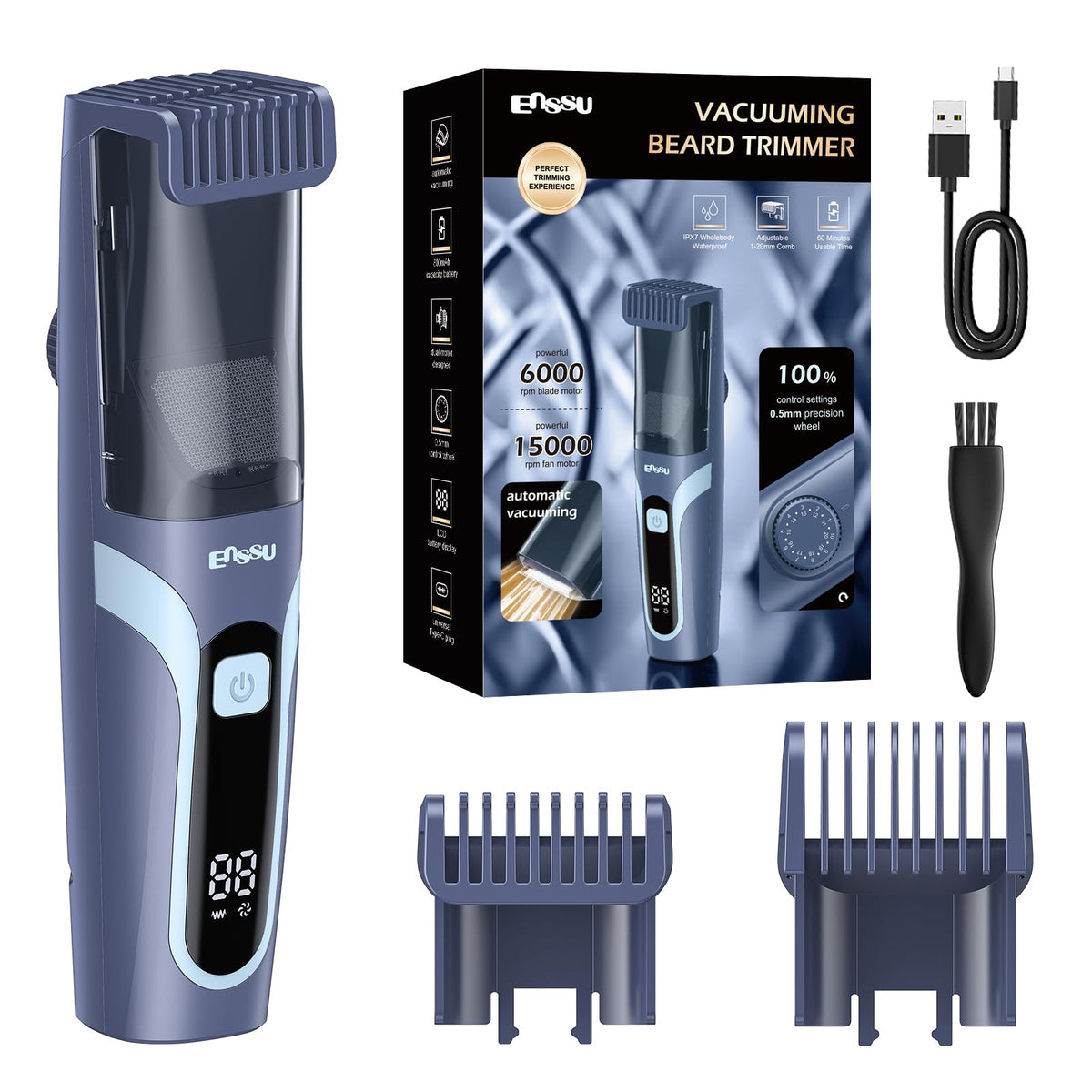 ENSSU tondeuse barbe avec aspiration intégrée pour un nettoyage sans éclats.