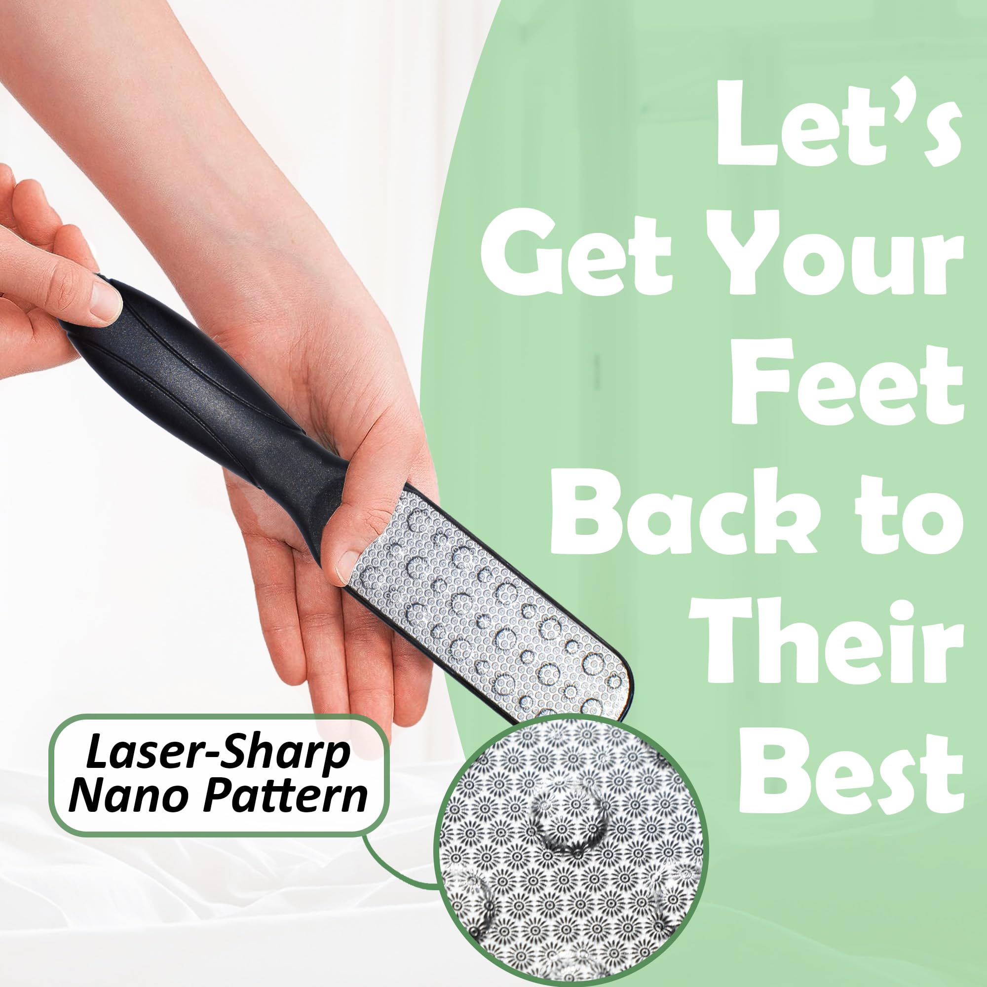 Raspe EntreFeet pour pieds en acier inoxydable, soin domestique professionnel.