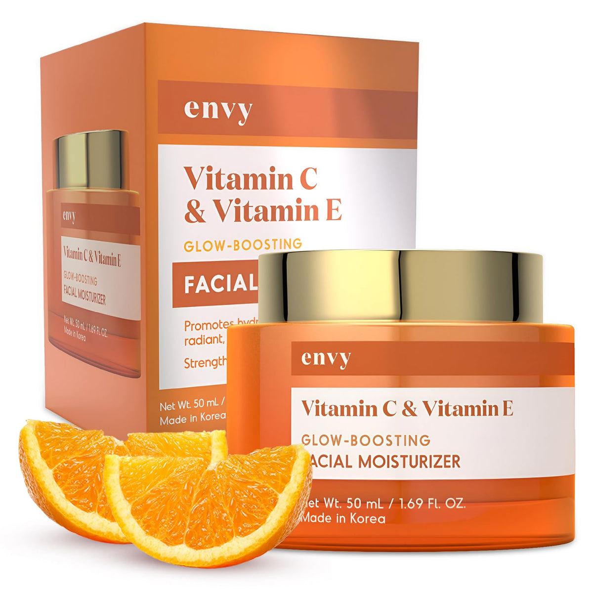 Envy crème visage vitamine C et E dans une bouteille, hydratation nourrissante.