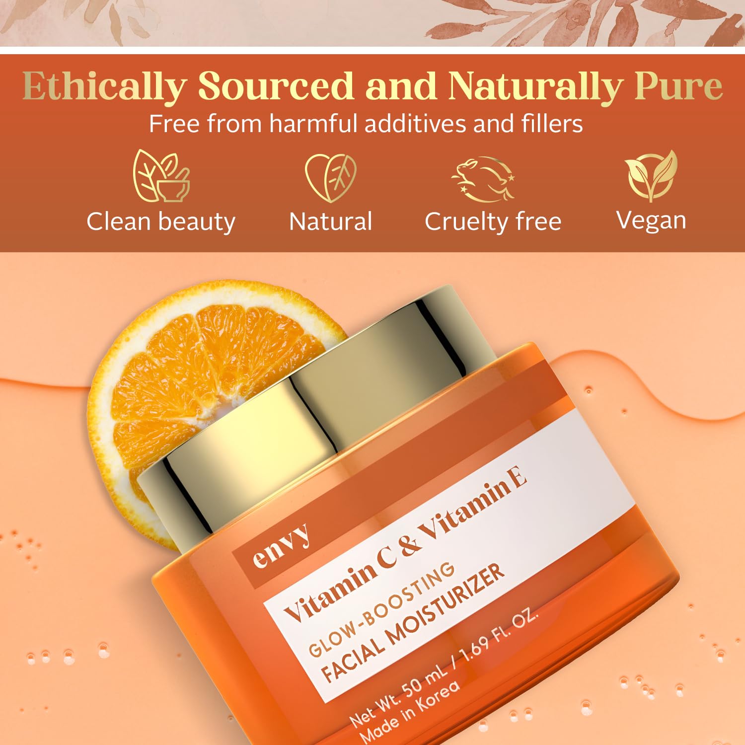 Envy crème visage sur peau après application, éclat et douceur visibles.