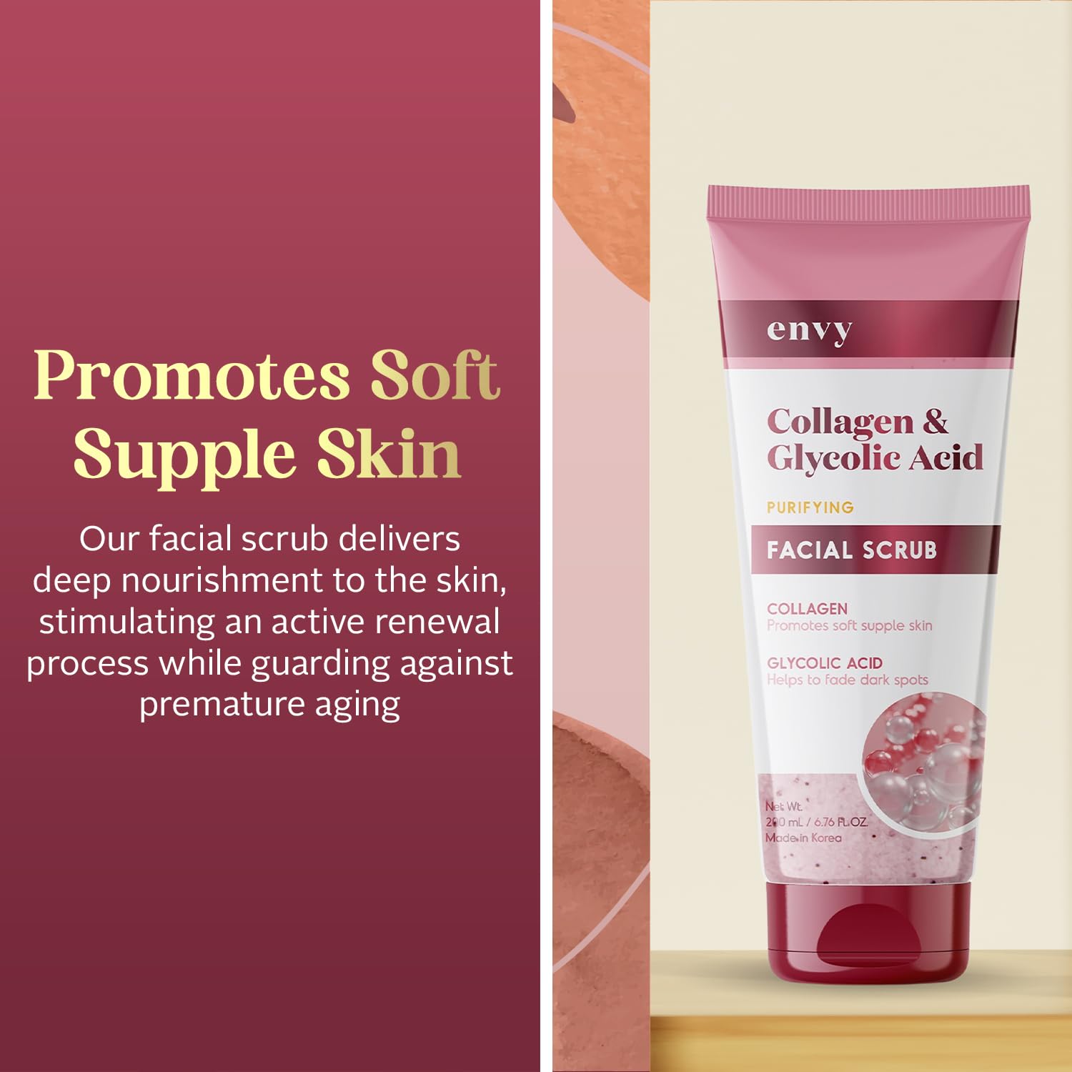 Envy Scrub Texture Crème Douce: texture veloutée prête pour l'application quotidienne.