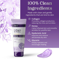 Texture crème du nettoyant Envy – application douce qui respecte toutes les peaux.