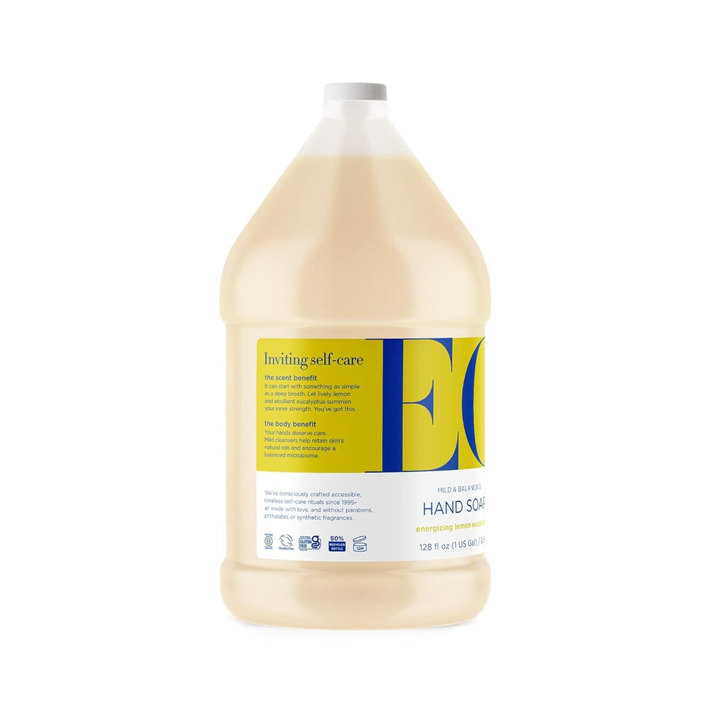 EO Recharge savon mains avec flacon citron-éucalyptus, parfum vivifiant.