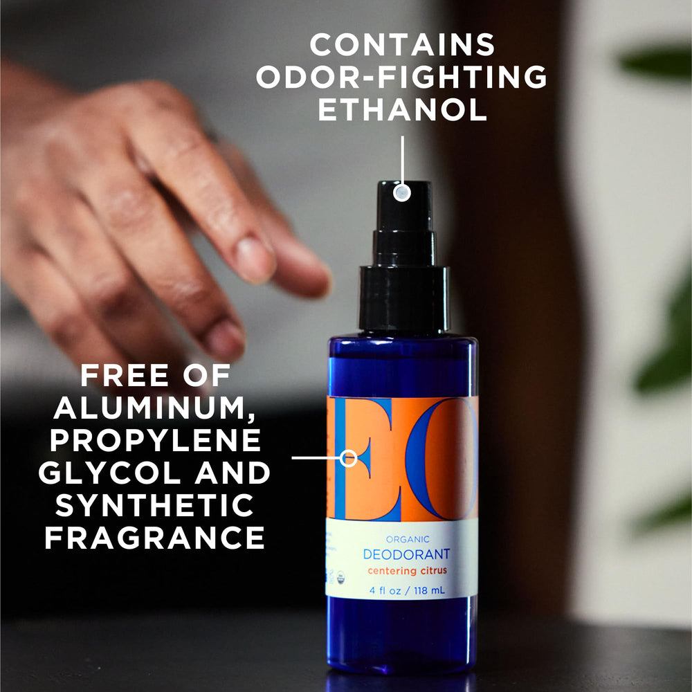 EO Déodorant Spray, aromathérapie agrumes et herbes pour une sensation de fraîcheur.