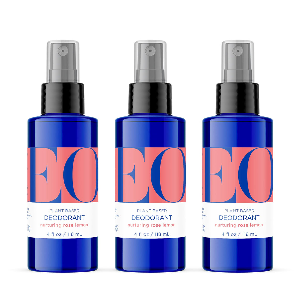 EO Déodorant en spray Rose Citron, bouteille cobalt pour une fraîcheur durable