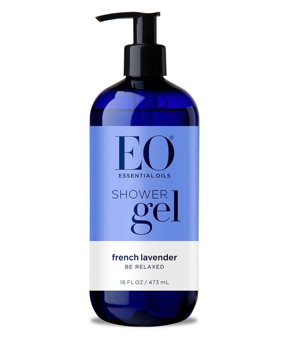 EO gel-douche lavande française en bouteille, hydratation douce et parfum relaxant.