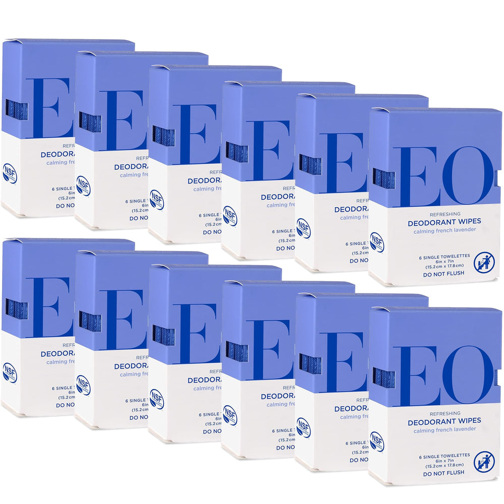EO Lingettes deodorant naturelles lavande francaise - rafraichissement rapide en deplacement.