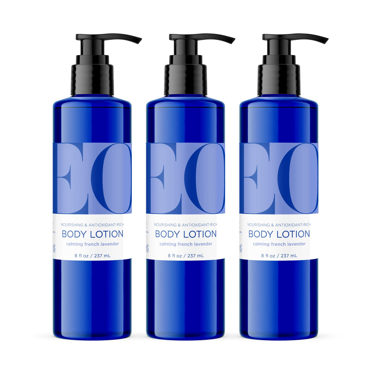 EO Lotion Corps Lavande, bouteille, hydrate la peau en douceur.