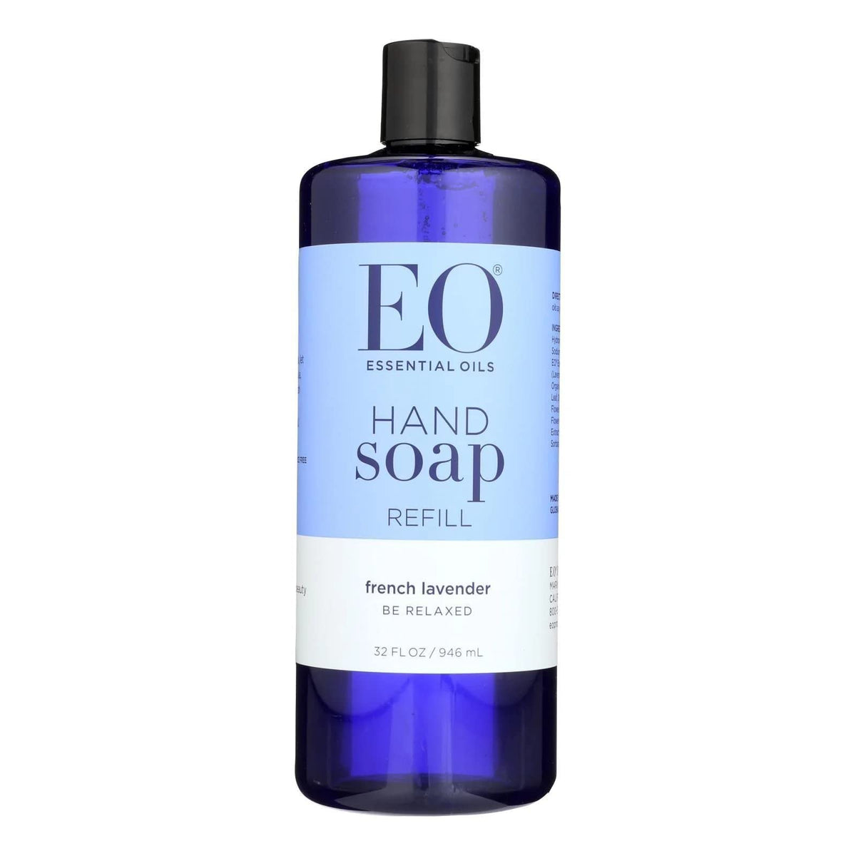 EO Savon mains liquide lavande française en recharge, douceur hydratante pour la peau.