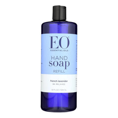 EO Savon mains liquide lavande française en recharge, douceur hydratante pour la peau.