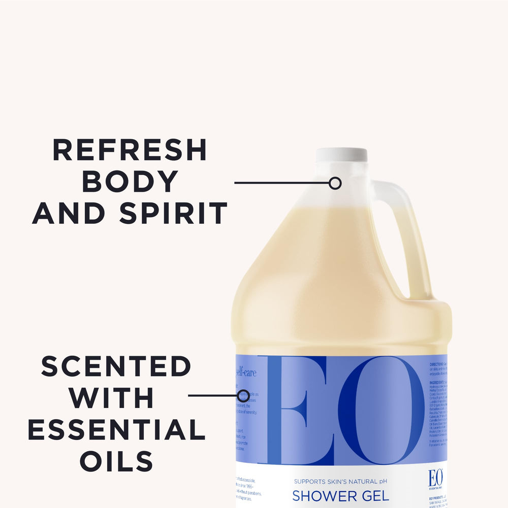 Mousse légère du gel douche EO lavande pour une douche relaxante.