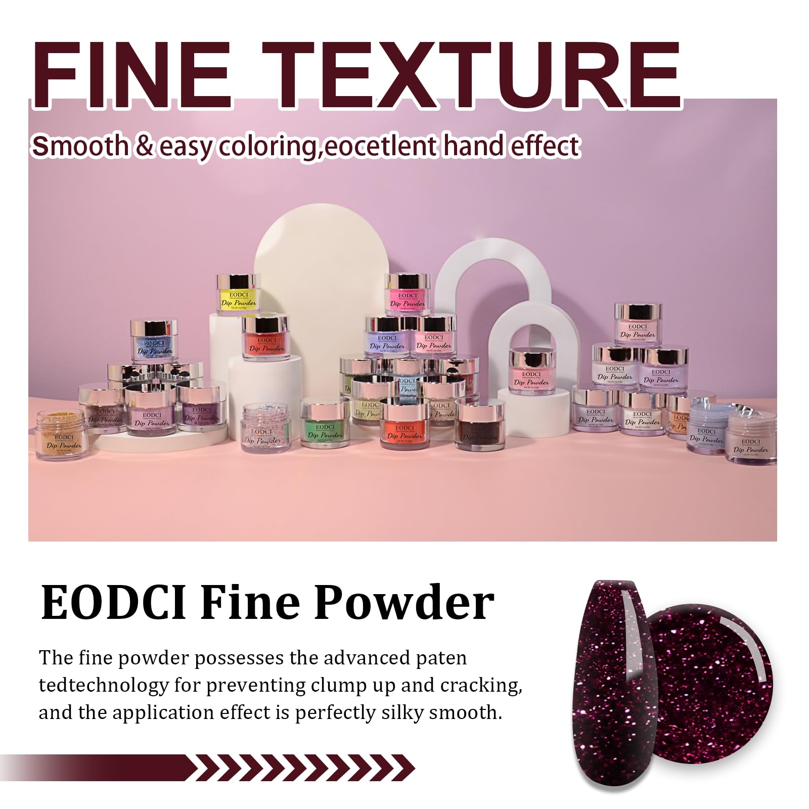 EODCI Poudre Dip 1oz pour une application homogène sans lampe.