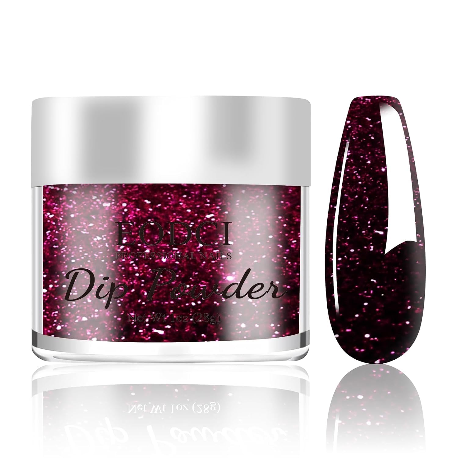 EODCI Poudre Dip paillette rouge vin pour une manucure durable et glamour.